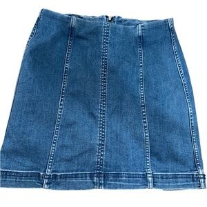 Free People Blue Paneled A-Line Denim Skirt